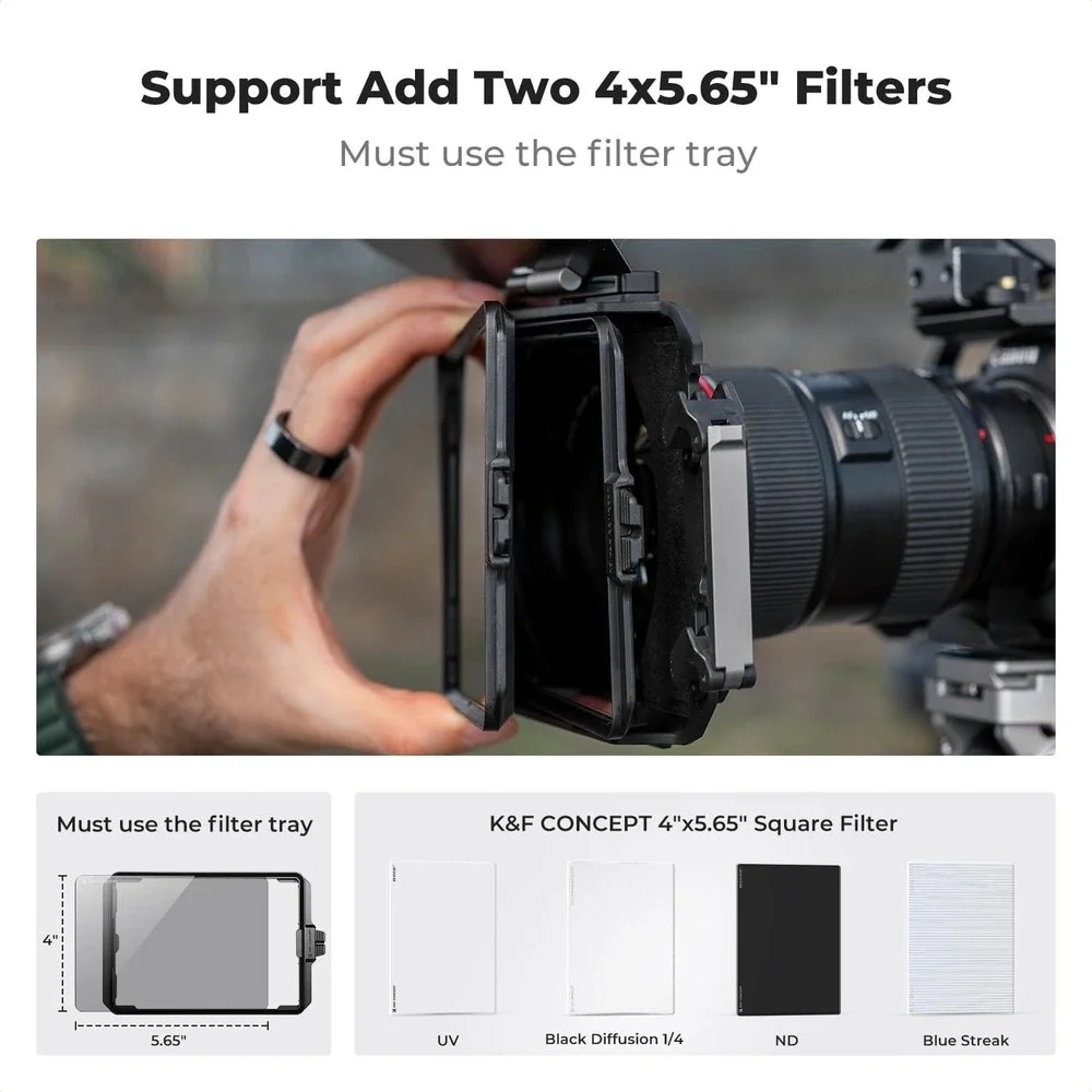 K&F Concept Matte Box Kit w/ Black Mist Filter &‎ Adapter Rings 67–95mm DSLR